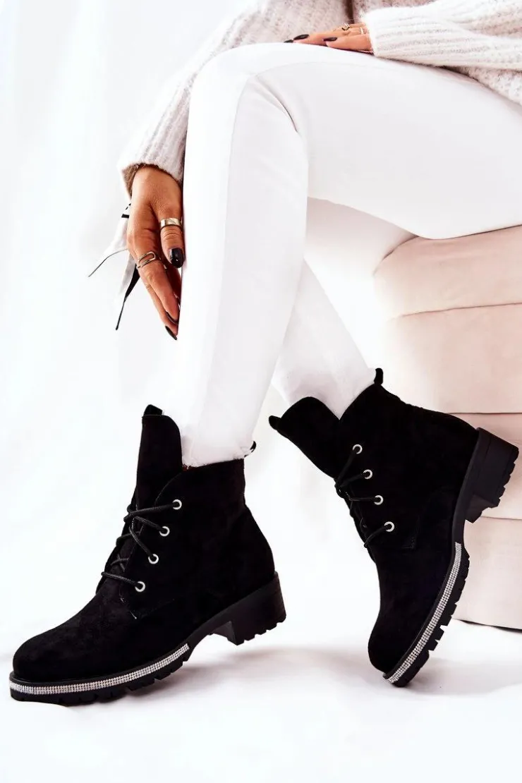 Hot Boto Zamszowe Ocieplane Botki Czarne Grecia