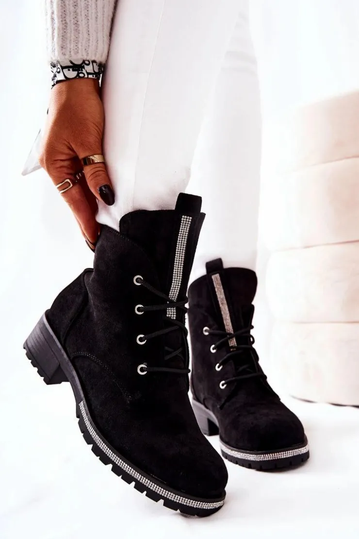 Hot Boto Zamszowe Ocieplane Botki Czarne Grecia