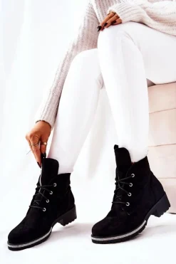 Hot Boto Zamszowe Ocieplane Botki Czarne Grecia