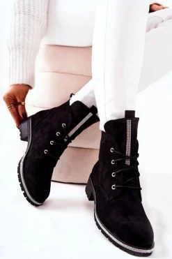 Hot Boto Zamszowe Ocieplane Botki Czarne Grecia