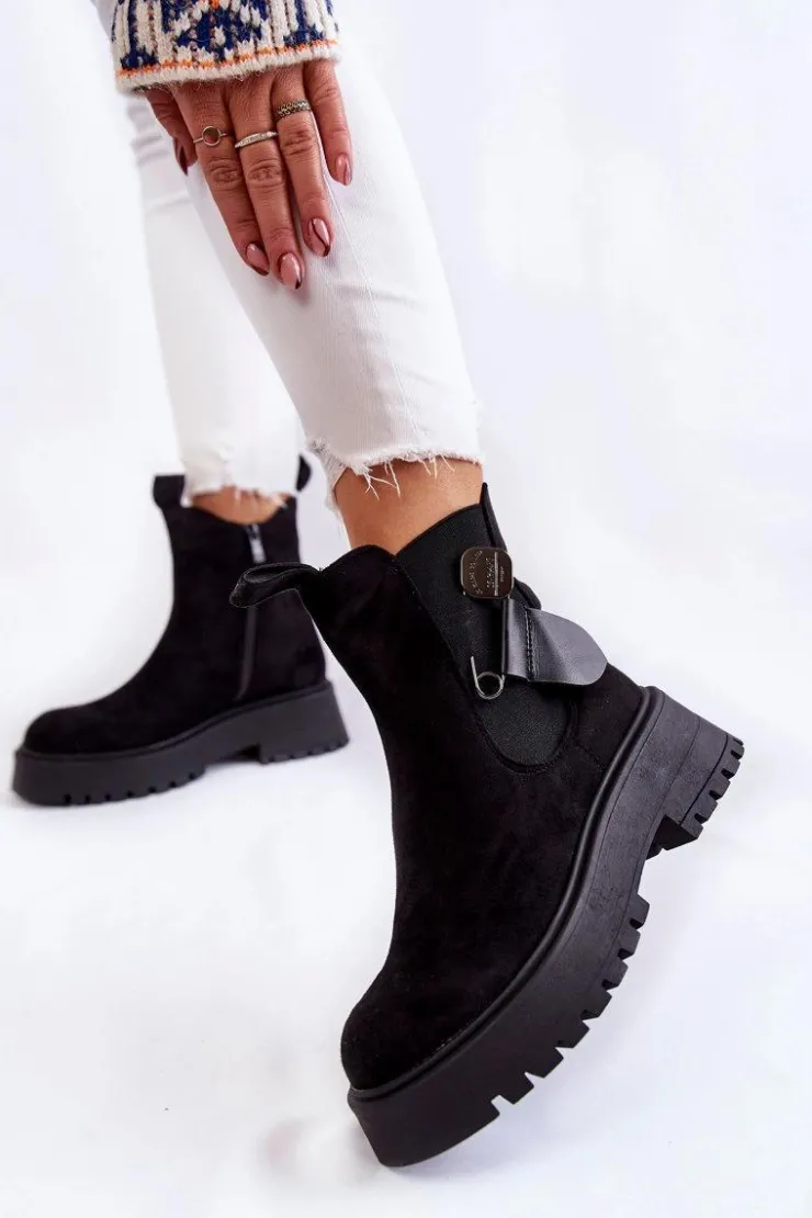 New Boto Zamszowe Ocieplane Botki Workery Czarne Magnis