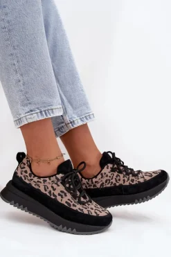 Damskie Buty damskie Vinceza Zamszowe Ocieplane Sneakersy Damskie Na Platformie Vinceza 66836 Panterka Czarne