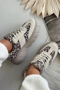 Outlet Buty damskie Vinceza Zamszowe Ocieplane Sneakersy Damskie Na Masywnej Platformie Vinceza 66841 Panterka Beżowe Beżowy