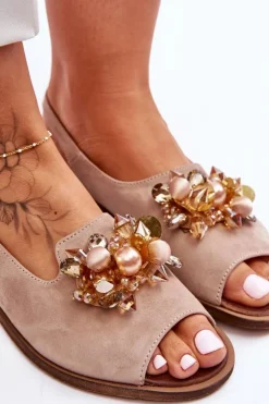 Boto Sandały Płaskie*Zamszowe Płaskie Sandały Nicole 2805/042 Beżowe