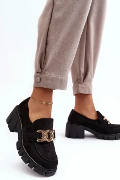 Buty damskie Vinceza Mokasyny Damskie Zamszowe*Zamszowe Półbuty Damskie Z Ozdobą Czarne Rullenes