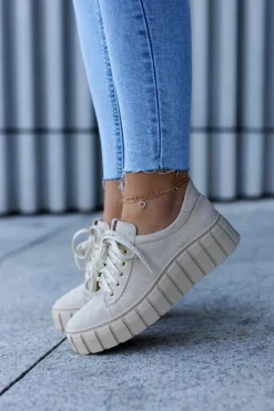 Damskie Boto Zamszowe Półbuty Lewski Shoes 3163 Jasnobeżowe