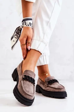 Boto Mokasyny Damskie Zamszowe*Zamszowe Półbuty Loafery La.Fi Szare Sapphira