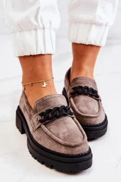 Boto Mokasyny Damskie Zamszowe*Zamszowe Półbuty Loafery La.Fi Szare Sapphira