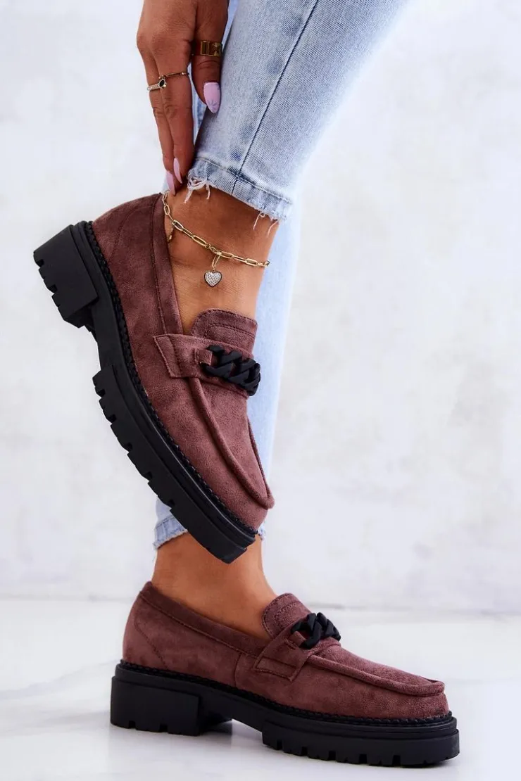 Clearance Boto Zamszowe Półbuty Loafery La.Fi Brązowe Sapphira