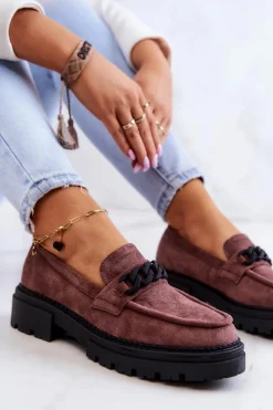 Clearance Boto Zamszowe Półbuty Loafery La.Fi Brązowe Sapphira