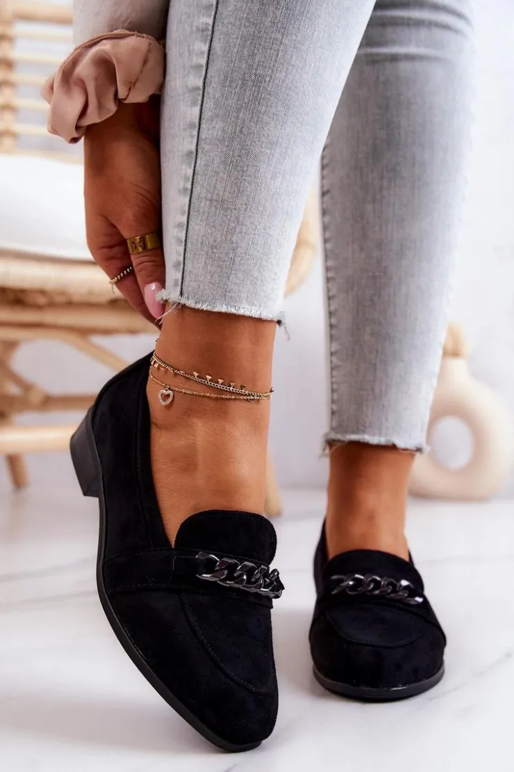 Damskie Buty damskie Vinceza Zamszowe Półbuty Mokasyny Czarne Yasmin