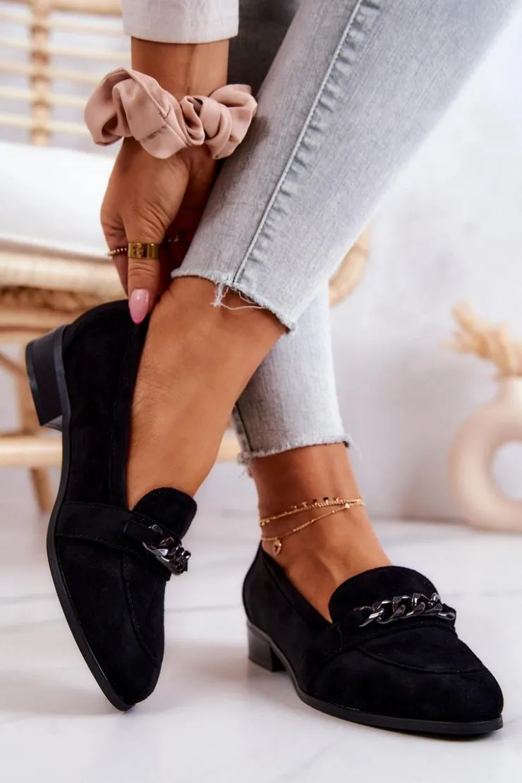 Damskie Buty damskie Vinceza Zamszowe Półbuty Mokasyny Czarne Yasmin