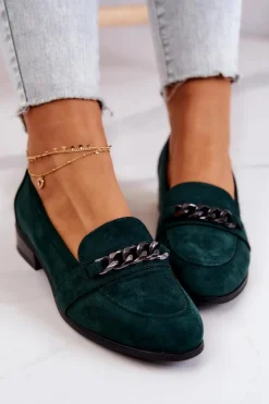 Damskie Buty damskie Vinceza Zamszowe Półbuty Mokasyny Zielone Yasmin