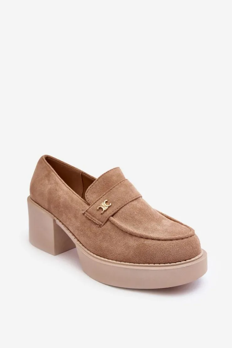 Boto Czółenka Na Platformie|Czółenka Zamszowe*Zamszowe Półbuty Na Obcasie Damskie Beżowe Afnira