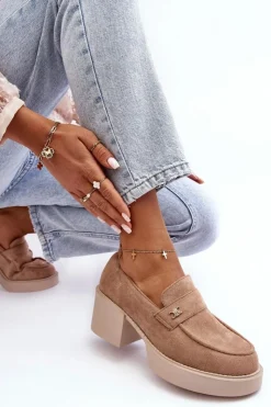 Boto Czółenka Na Platformie|Czółenka Zamszowe*Zamszowe Półbuty Na Obcasie Damskie Beżowe Afnira