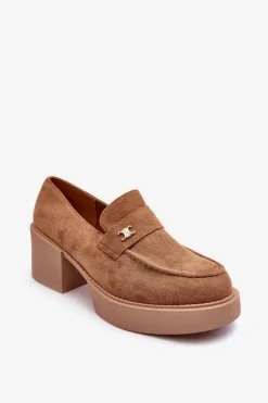 Damskie Boto Zamszowe Półbuty Na Obcasie Damskie Ciemnobeżowe Afnira