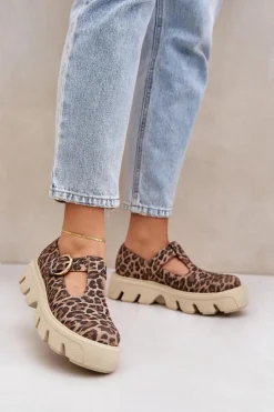 Zazoo Zamszowe Półbuty Z Klamrą W Panterkę 20183 Brązowe Brązowy