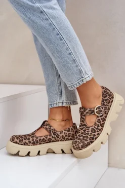 Zazoo Zamszowe Półbuty Z Klamrą W Panterkę 20183 Brązowe Brązowy