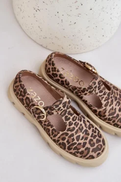 Zazoo Zamszowe Półbuty Z Klamrą W Panterkę 20183 Brązowe Brązowy