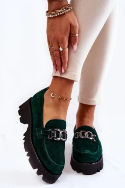 Best Laura Messi Zamszowe Półbuty Z Ozdobą 2489 Zielone Zielony