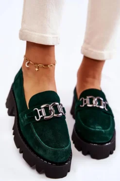 Best Laura Messi Zamszowe Półbuty Z Ozdobą 2489 Zielone Zielony