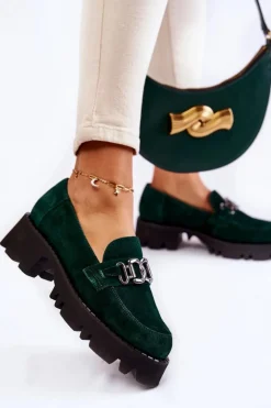 Best Laura Messi Zamszowe Półbuty Z Ozdobą 2489 Zielone Zielony