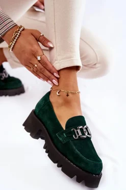 Best Laura Messi Zamszowe Półbuty Z Ozdobą 2489 Zielone Zielony