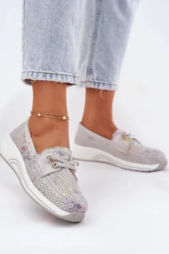 Artiker Zamszowe Półbuty Ze Skóry Naturalnej Na Platformie 56C2104 Szare