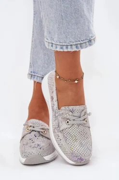 Artiker Zamszowe Półbuty Ze Skóry Naturalnej Na Platformie 56C2104 Szare