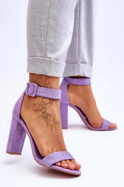 Best Boto Zamszowe Sandałki Na Obcasie Fioletowe Jacqueline