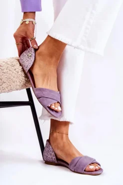 Maciejka Sandały Płaskie*Zamszowe Sandały 03615-05 Fioletowe