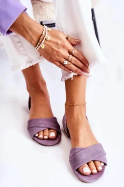 Maciejka Sandały Płaskie*Zamszowe Sandały 03615-05 Fioletowe