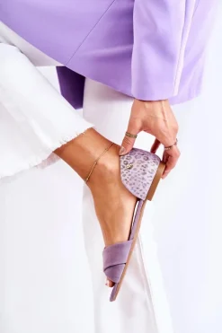 Maciejka Sandały Płaskie*Zamszowe Sandały 03615-05 Fioletowe