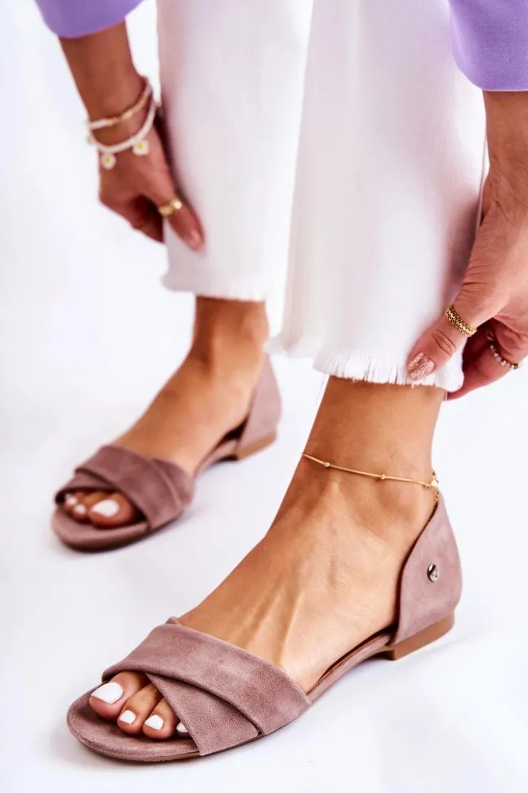 Maciejka Zamszowe Sandały 03615-02 Brązowe