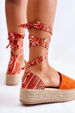 Boto Sandały Na Koturnie*Zamszowe Sandały Na Koturnie Pomarańczowe Livia