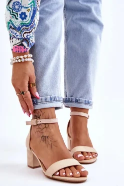 Boto Sandały Na Obcasie*Zamszowe Sandały Na Niskim Obcasie Beżowe Quincy