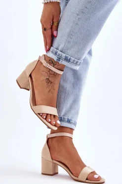 Boto Sandały Na Obcasie*Zamszowe Sandały Na Niskim Obcasie Beżowe Quincy