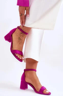 Outlet Boto Zamszowe Sandały Na Niskim Obcasie Fioletowe Quincy