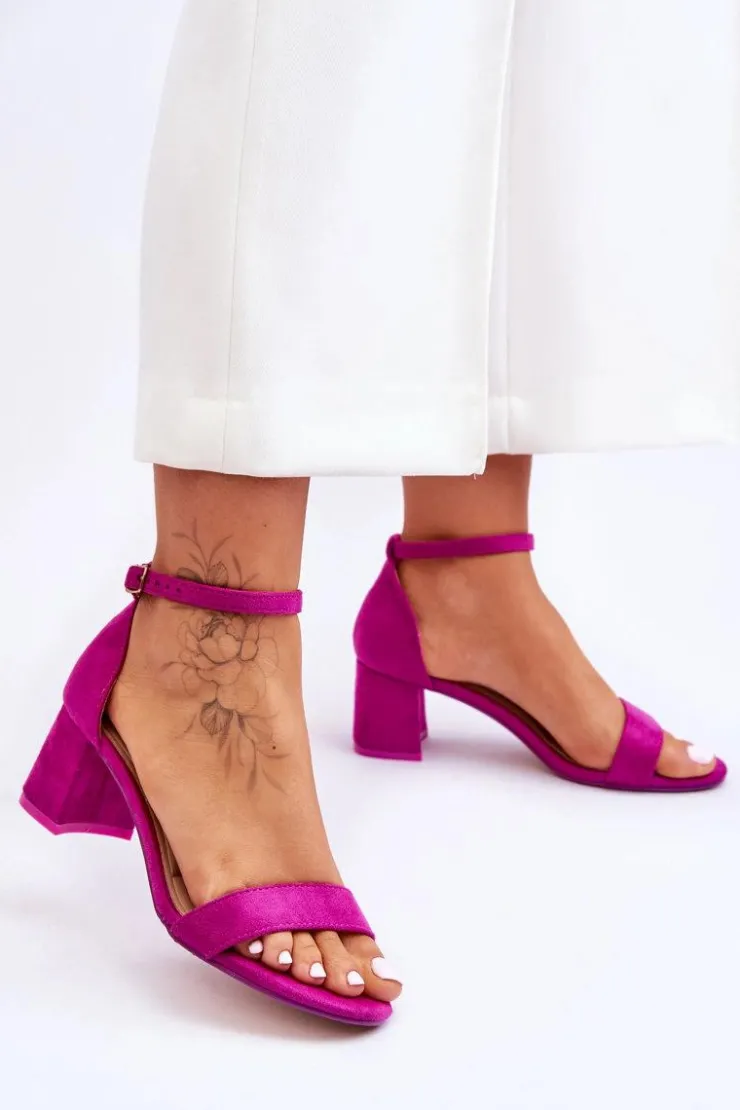 Outlet Boto Zamszowe Sandały Na Niskim Obcasie Fioletowe Quincy