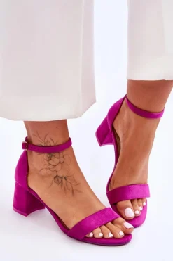 Outlet Boto Zamszowe Sandały Na Niskim Obcasie Fioletowe Quincy