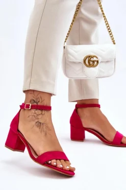 Damskie Boto Zamszowe Sandały Na Niskim Obcasie Fuksja Quincy