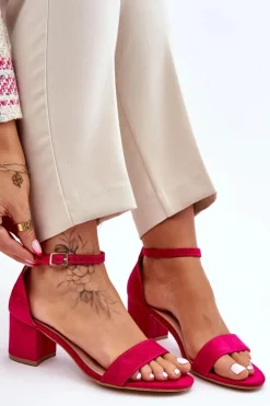 Damskie Boto Zamszowe Sandały Na Niskim Obcasie Fuksja Quincy