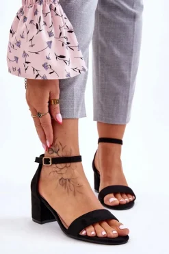 Boto Sandały Na Obcasie*Zamszowe Sandały Na Niskim Obcasie Czarne Quincy