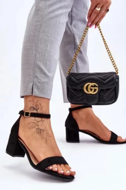 Boto Sandały Na Obcasie*Zamszowe Sandały Na Niskim Obcasie Czarne Quincy