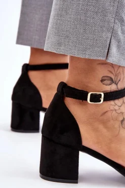 Boto Sandały Na Obcasie*Zamszowe Sandały Na Niskim Obcasie Czarne Quincy