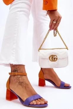 Boto Sandały Na Obcasie*Zamszowe Sandały Na Niskim Obcasie Fioletowo-Żółte Quincy