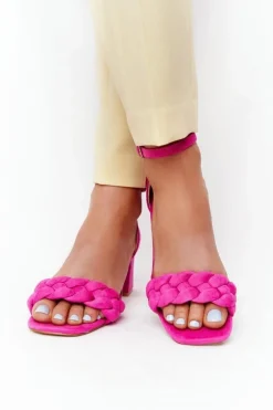 Damskie Boto Zamszowe Sandały Na Obcasie Fuksja Long Island