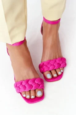 Damskie Boto Zamszowe Sandały Na Obcasie Fuksja Long Island