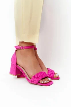 Damskie Boto Zamszowe Sandały Na Obcasie Fuksja Long Island