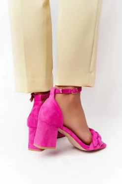 Damskie Boto Zamszowe Sandały Na Obcasie Fuksja Long Island